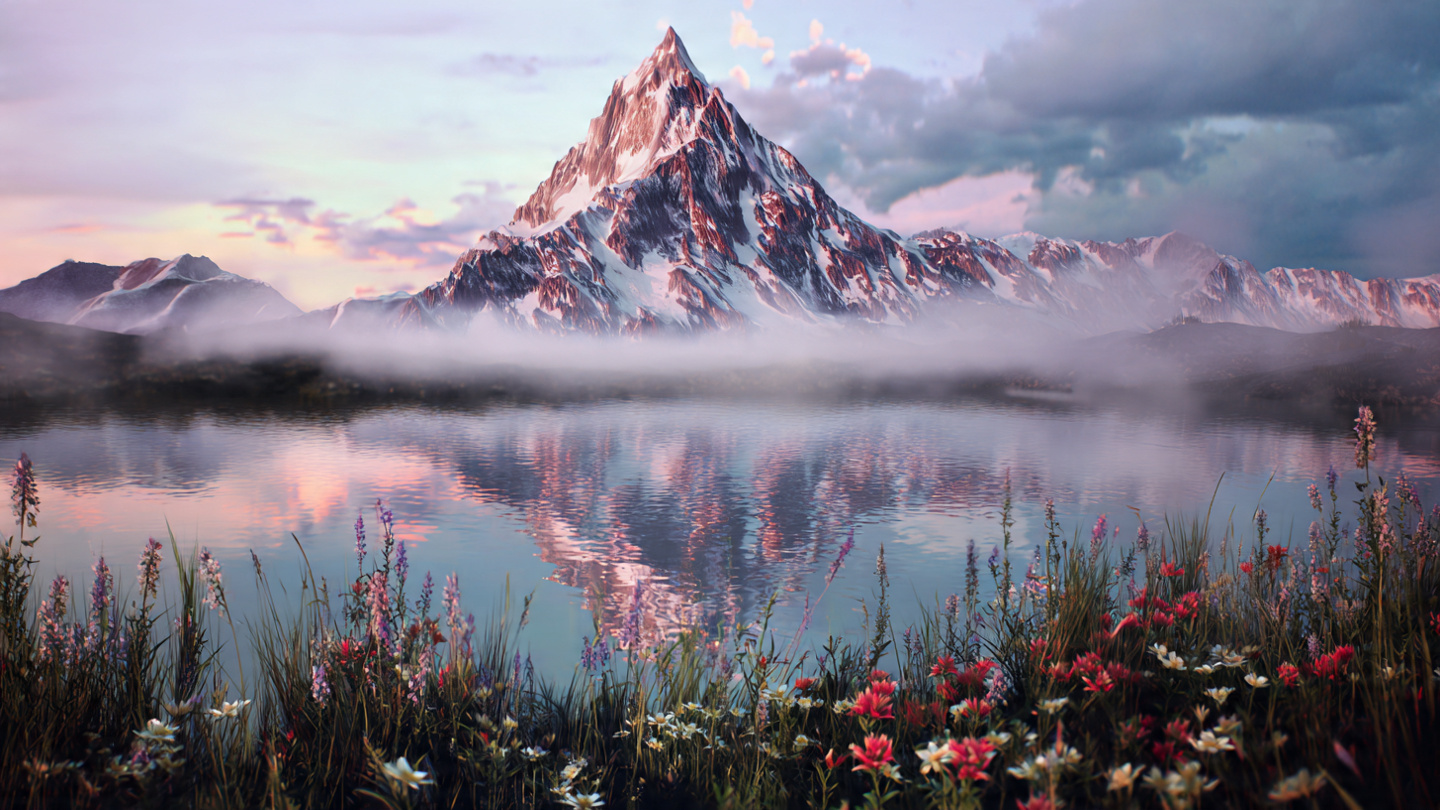 Majestic Snowy Mountain Reflection in Alpine Lake | 4K Wallpaper